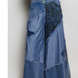 POL Blue Patchwork Wide-Leg Women’s Jeans